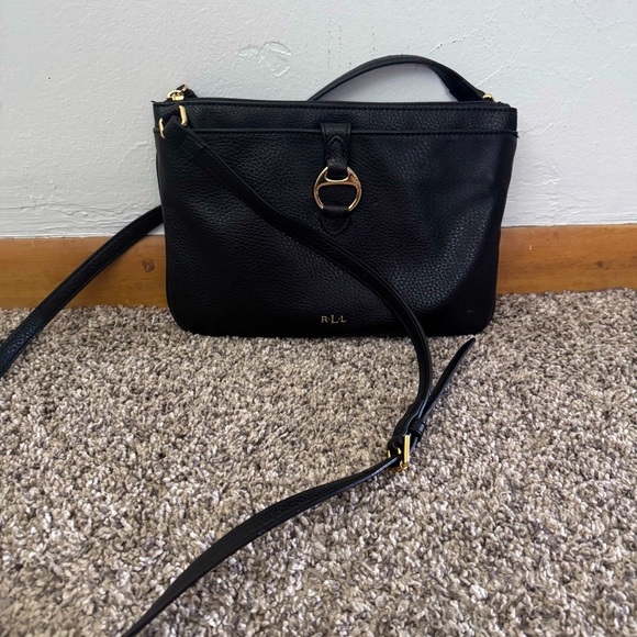 Lauren Ralph Lauren black faux leather crossbody bag - Picture 1 of 5